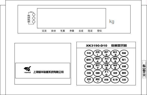 XK3190-D10儀表前功能示意圖