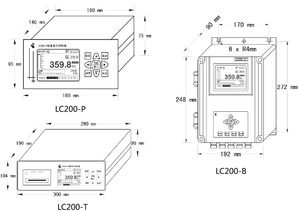 LC200稱重儀表外形尺寸